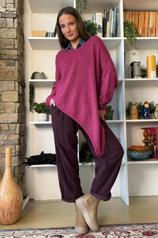  Big Softie Super Slant Knit Jumper Raspberry